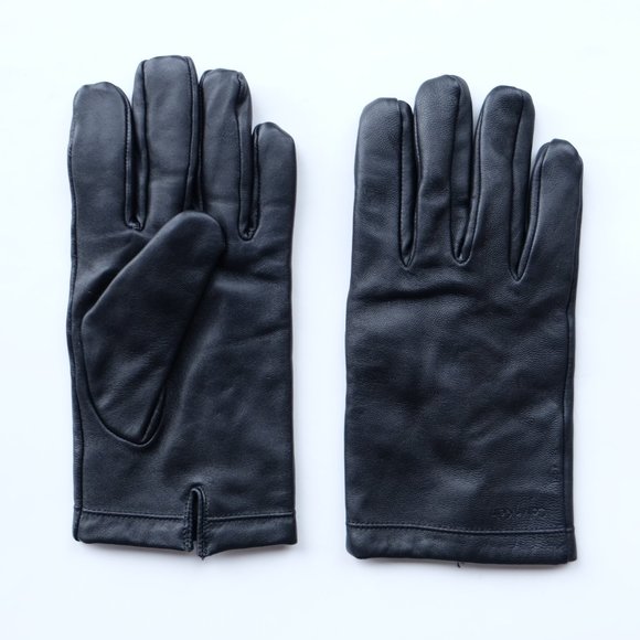 Calvin Klein Gloves 100% Leather All Black Lined Winter Men's Warm Classy EUC XL - Picture 2 of 5